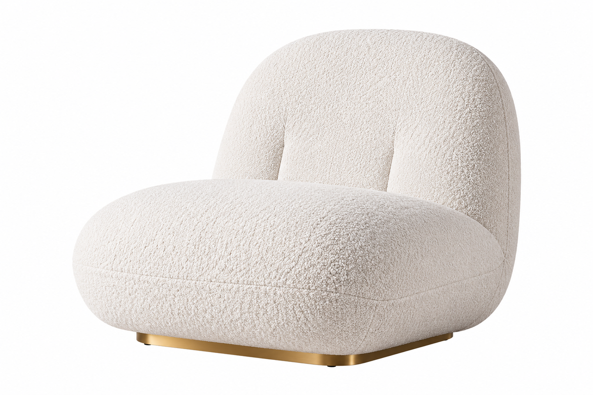 Fauteuil Fauteuil LOVING – Métal Gold & Doudou Blanc – 70x100x70 cm