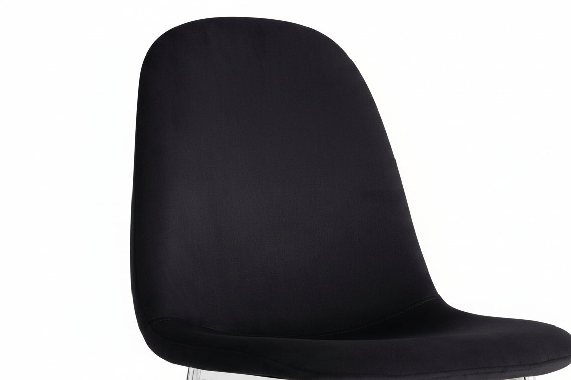 Lot de 4 Chaises Scandinaves Velours Noir Pieds Chrome 43,5x40x87cm