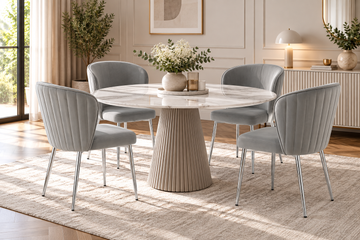 Lot de 4 chaises velours gris pieds métal chromé – Diana