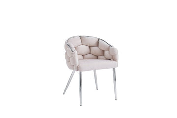 Lot de 2 chaises velours beige pieds chrome 78 cm - BALLON