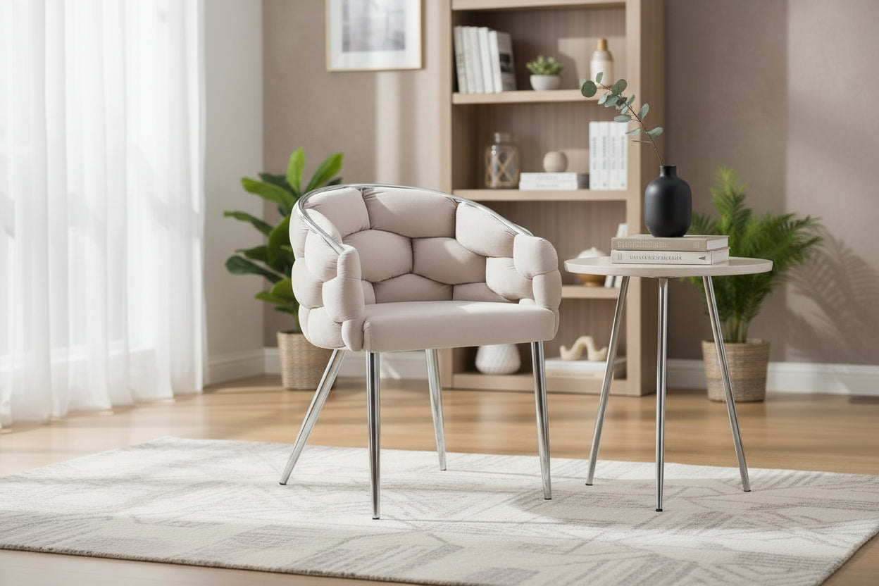 Lot de 2 chaises BALLON pieds chrome assise en Velours Beige