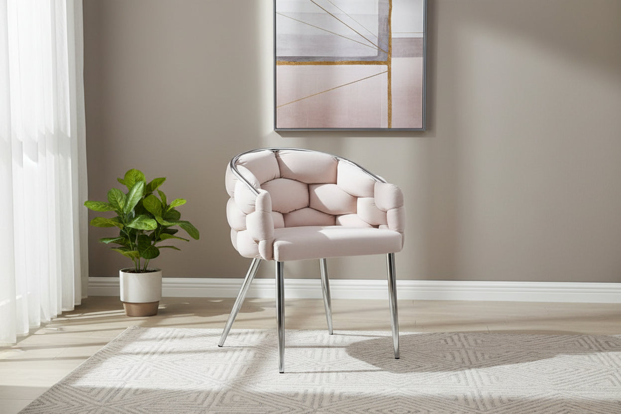Lot de 2 chaises BALLON pieds chrome assise en Velours Beige