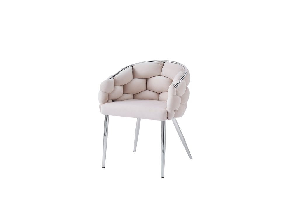 Lot de 2 chaises velours beige pieds chrome 78 cm - BALLON