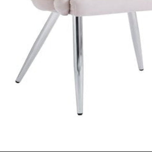 Lot de 2 chaises velours beige pieds chrome 78 cm - BALLON