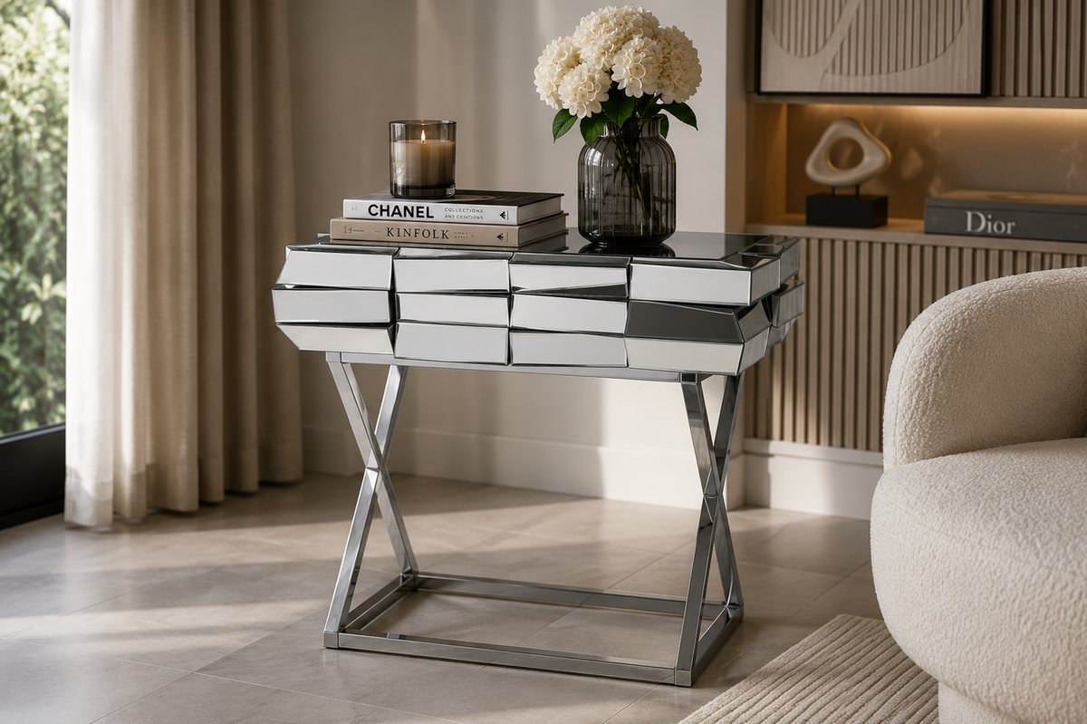 Chevet MOZAIK – Effet Miroir – 60x40x54,5 cm – Style Glamour