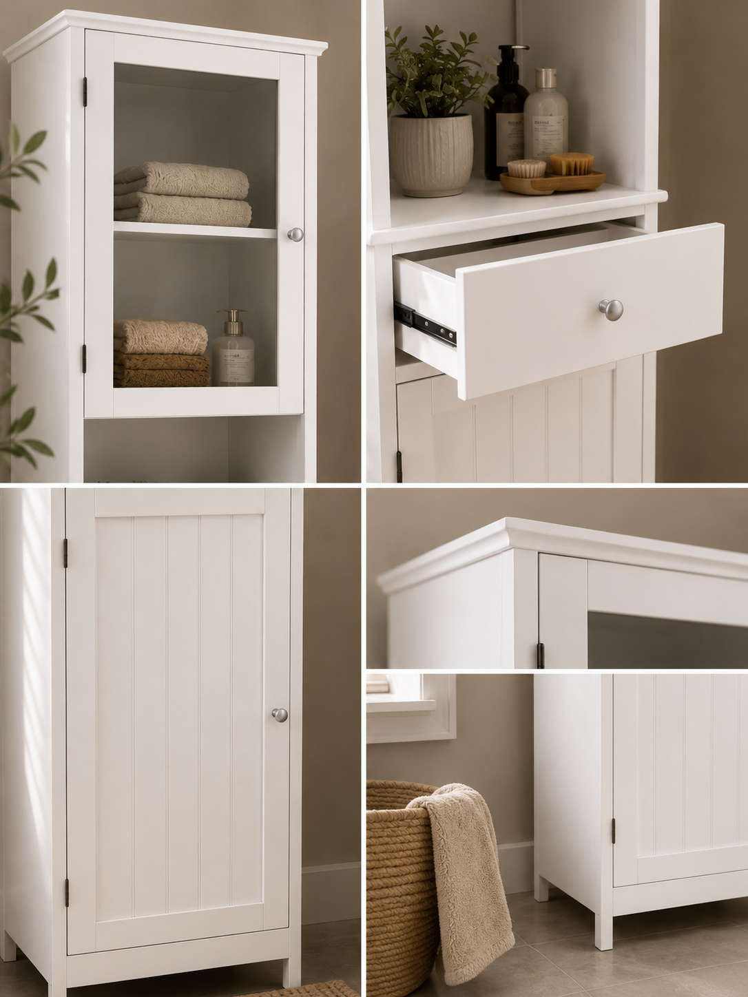 Colonne de salle de bain en MDF blanc 180 x 37 x 30 cm