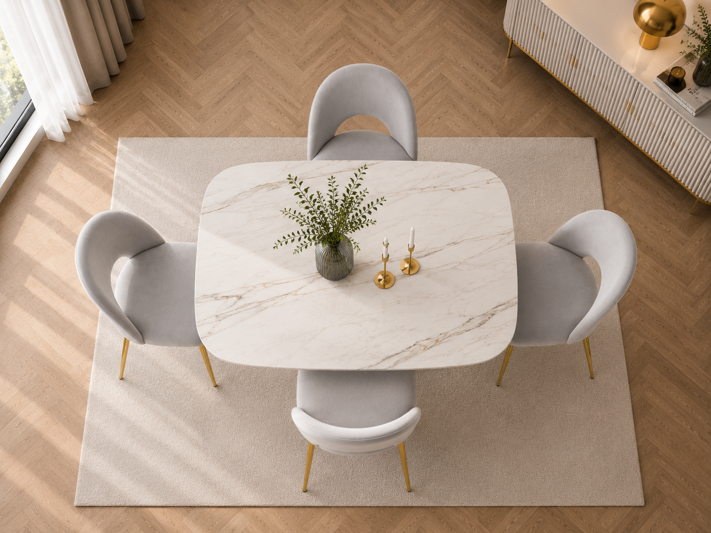 Lot de chaises TEDDY Gold velours #couleur_gris