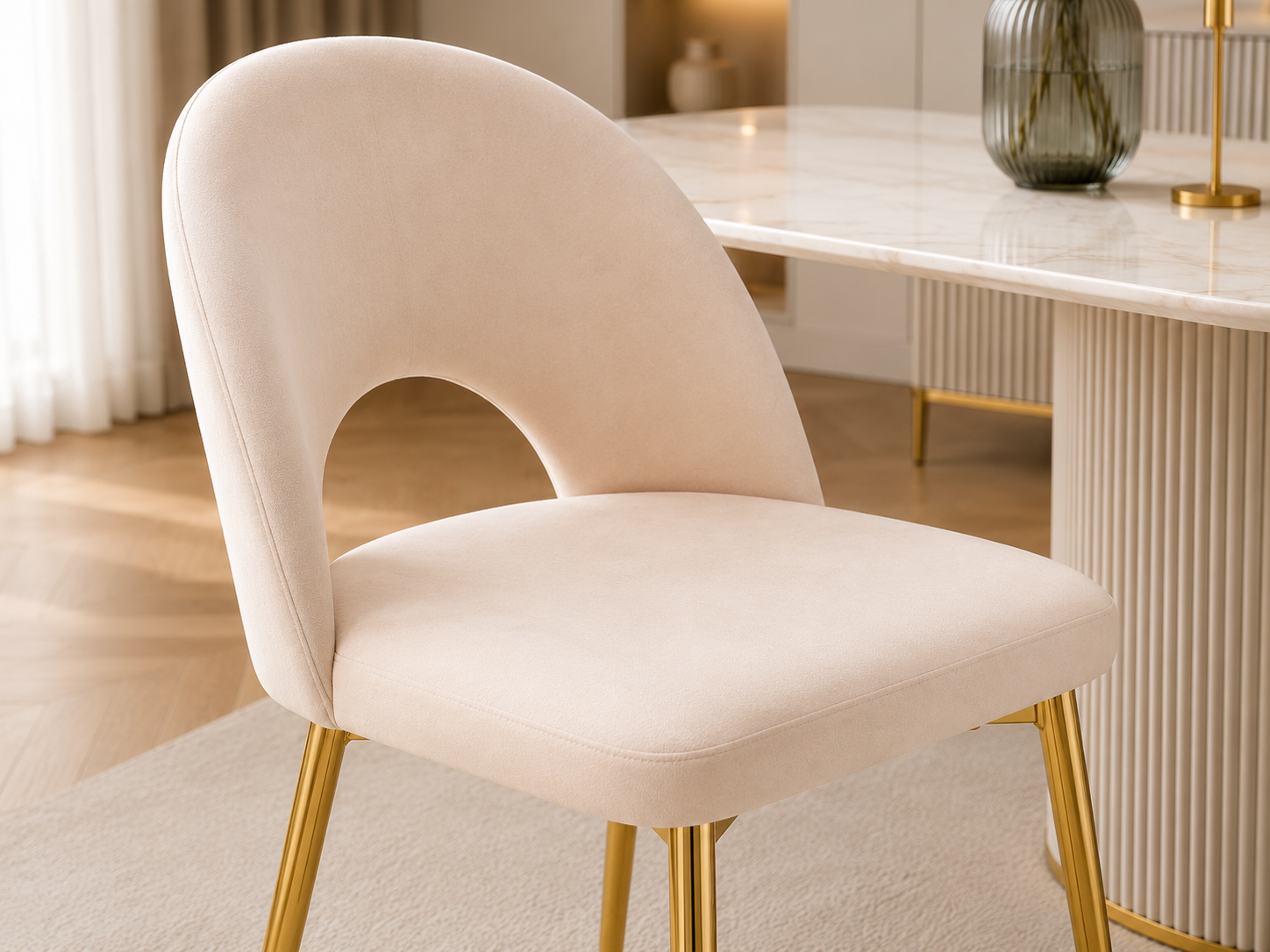 Lot de chaises TEDDY Gold velours #couleur_beige
