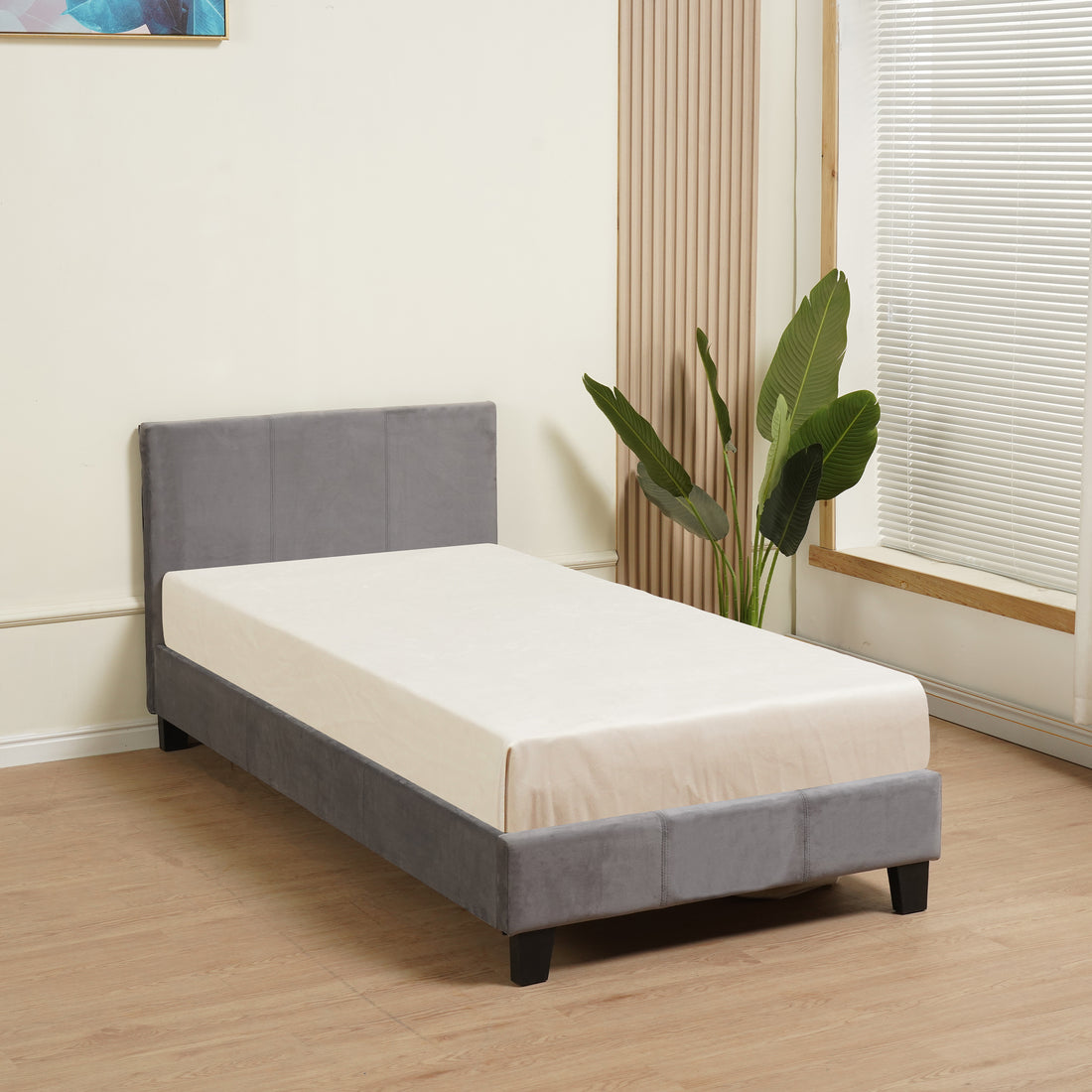 Lit MELBOURNE velours 90x190 cm #couleur_gris