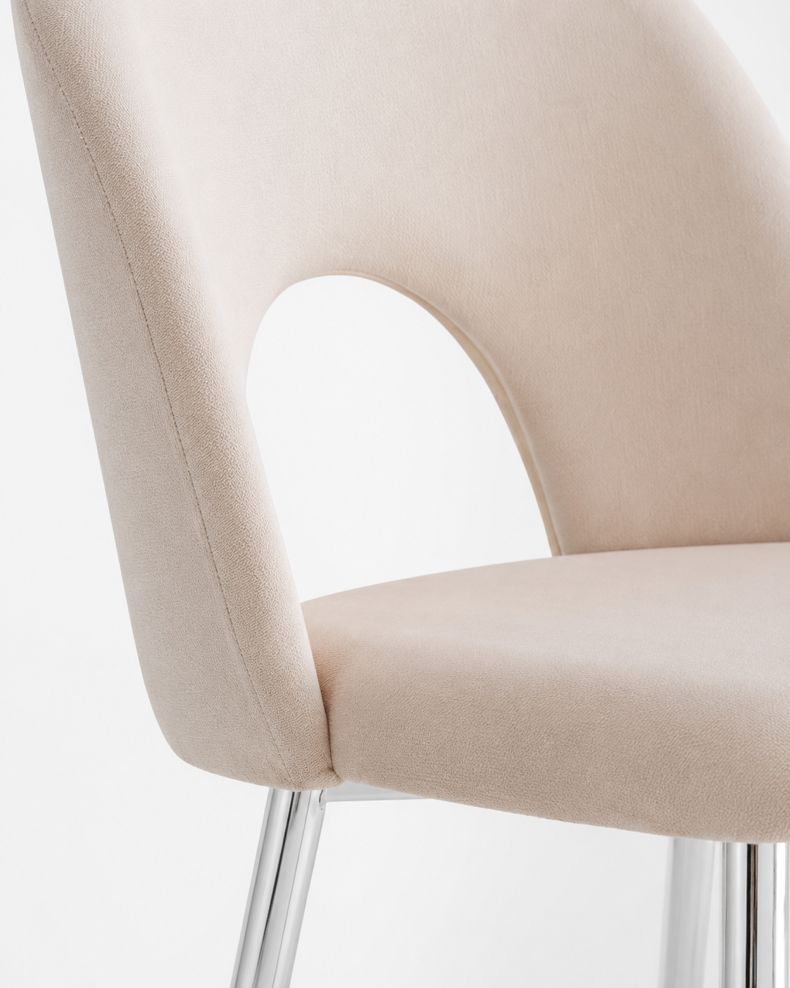 Lot de chaises TEDDY Chrome velours #couleur_beige