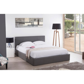 Lit coffre 2 places 160x200 cm BASTIEN simili cuir sommier inclus