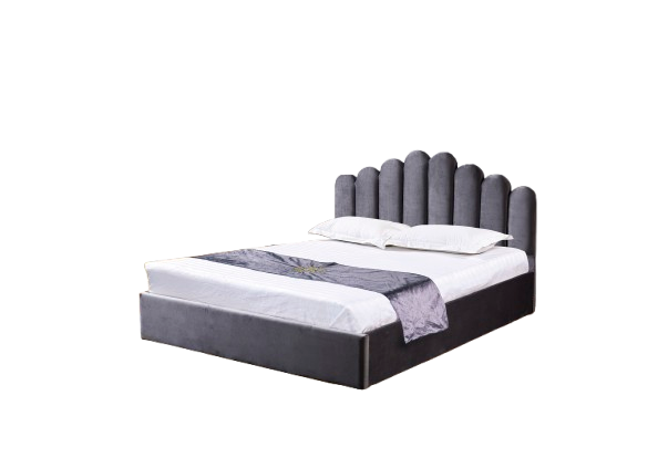 Lit coffre DOHA 2 places 140x190 cm gris sommier et coffre intégré