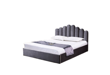 Lit coffre DOHA 2 places 140x190 cm gris sommier et coffre intégré