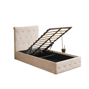Lit Coffre CORSICA – 90x190 cm – Velours – Avec Rangement