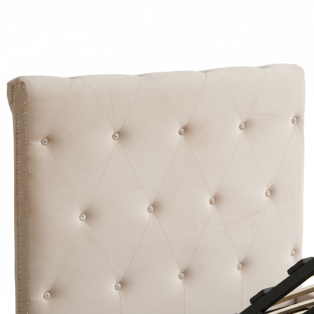 Lit Coffre CORSICA – 90x190 cm – Velours – Avec Rangement