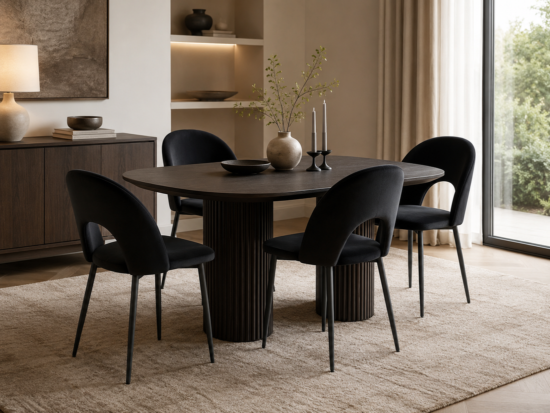 Lot de 4 chaises TEDDY métal noir velours - Noir #couleur_noir