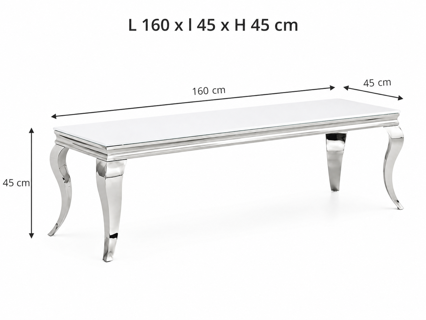 Meuble TV BAROQUE Chrome 160x45x45 cm #couleur_blanc