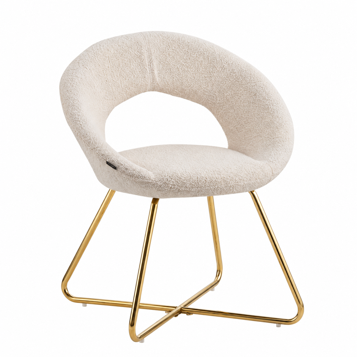 Lot de 4 Chaises BUBBLE Gold velours - Blanc doudou