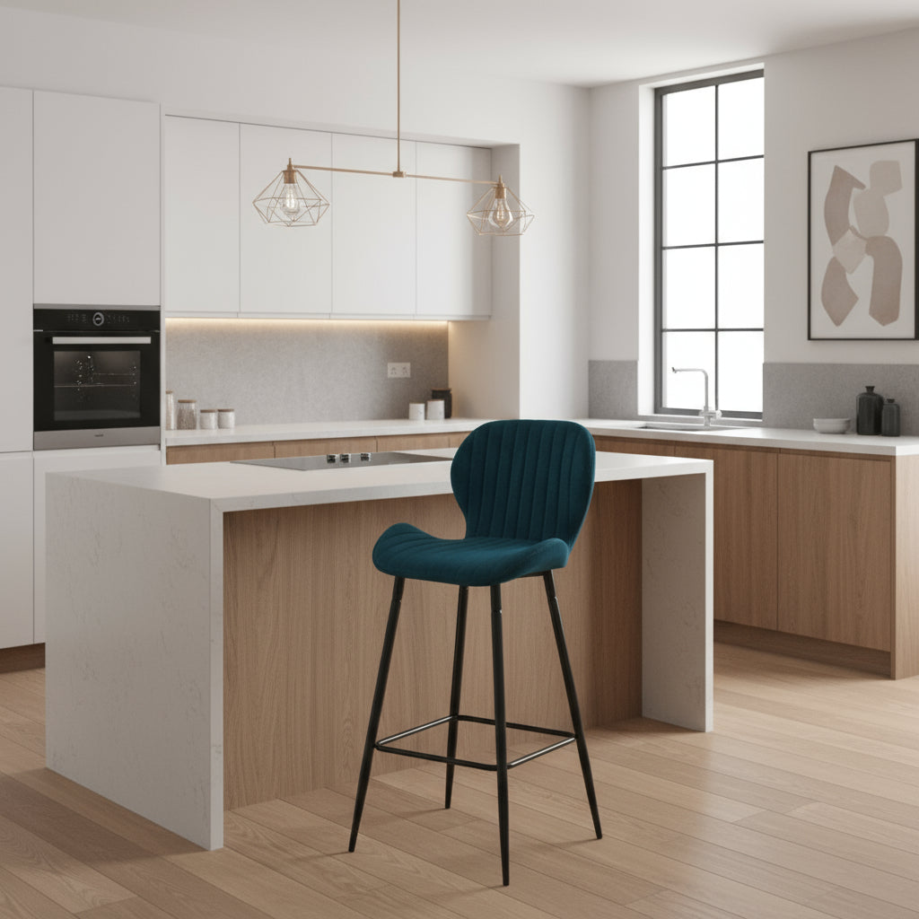 Lot de 4 Tabourets de bar PRADO en velours