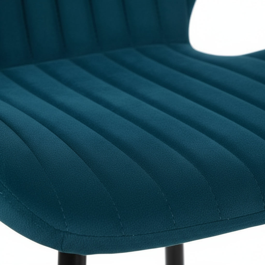 Lot de 4 tabourets de bar velours pieds métal noir 102 cm - PRADO