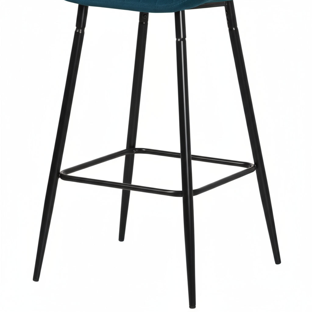 Lot de 4 tabourets de bar velours pieds métal noir 102 cm - PRADO