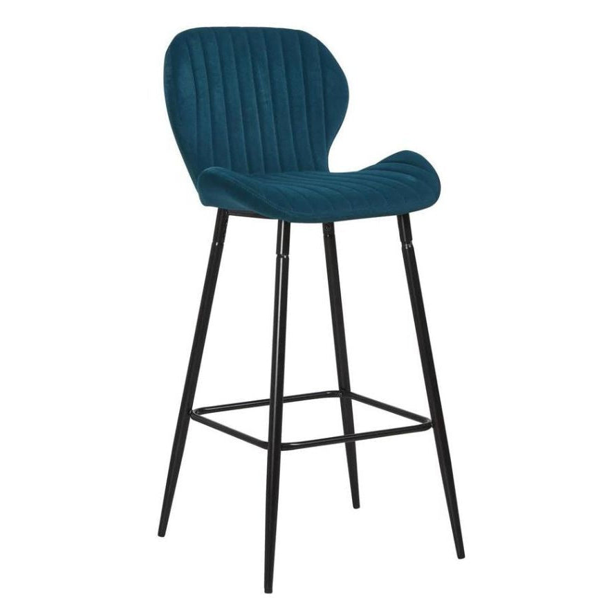 Lot de 4 tabourets de bar velours pieds métal noir 102 cm - PRADO