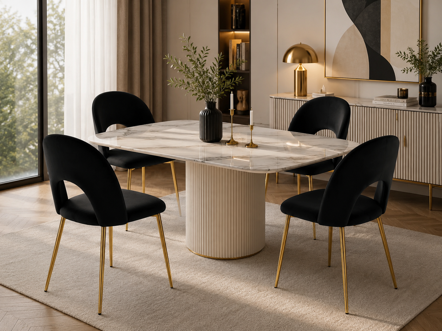 Lot de 4 chaises TEDDY Gold velours #couleur_noir