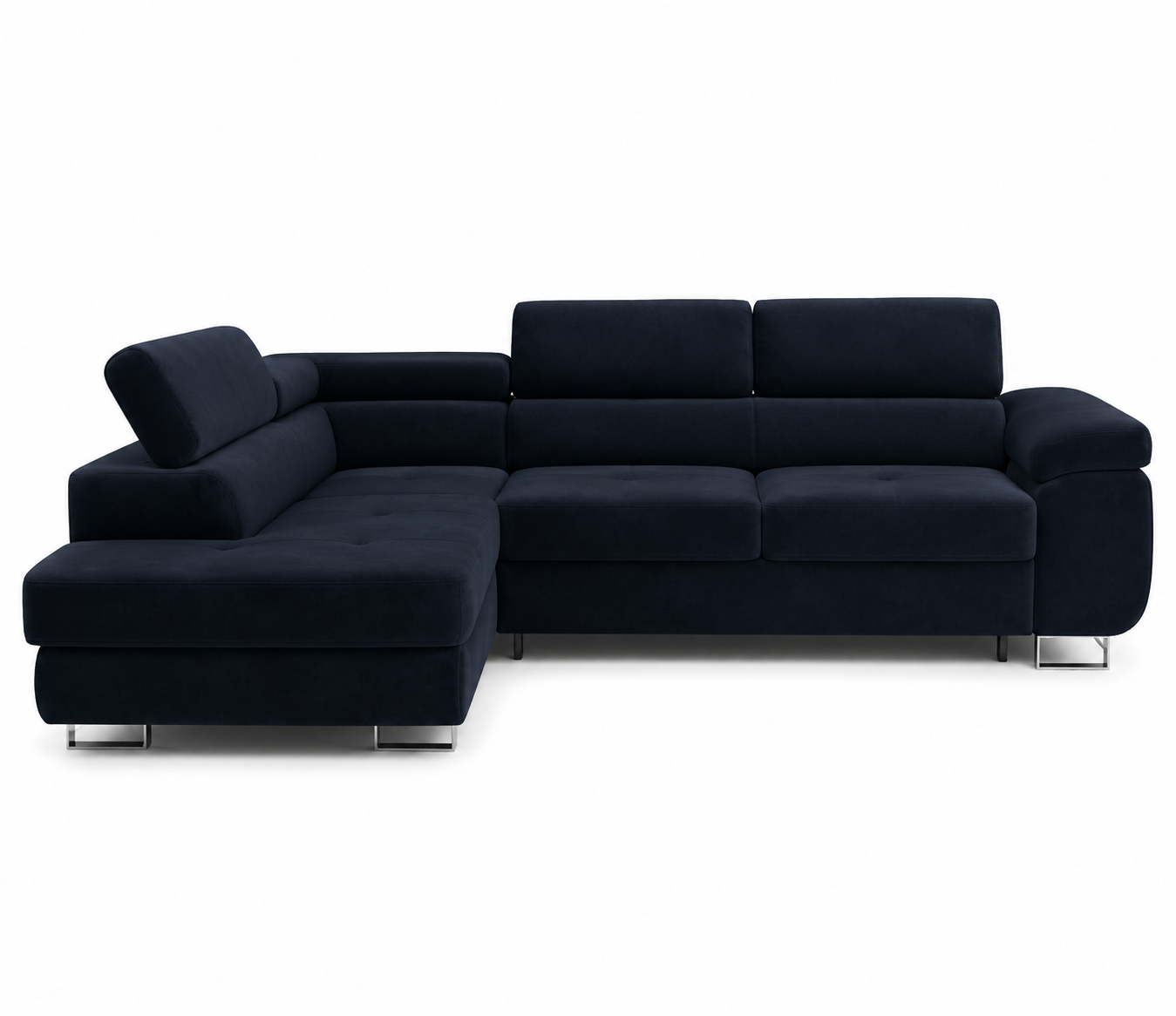 Canapé d’Angle Convertible TOULOUSE Noir avec COFFRE de rangement – Angle Gauche – Velours – 275x202 cm