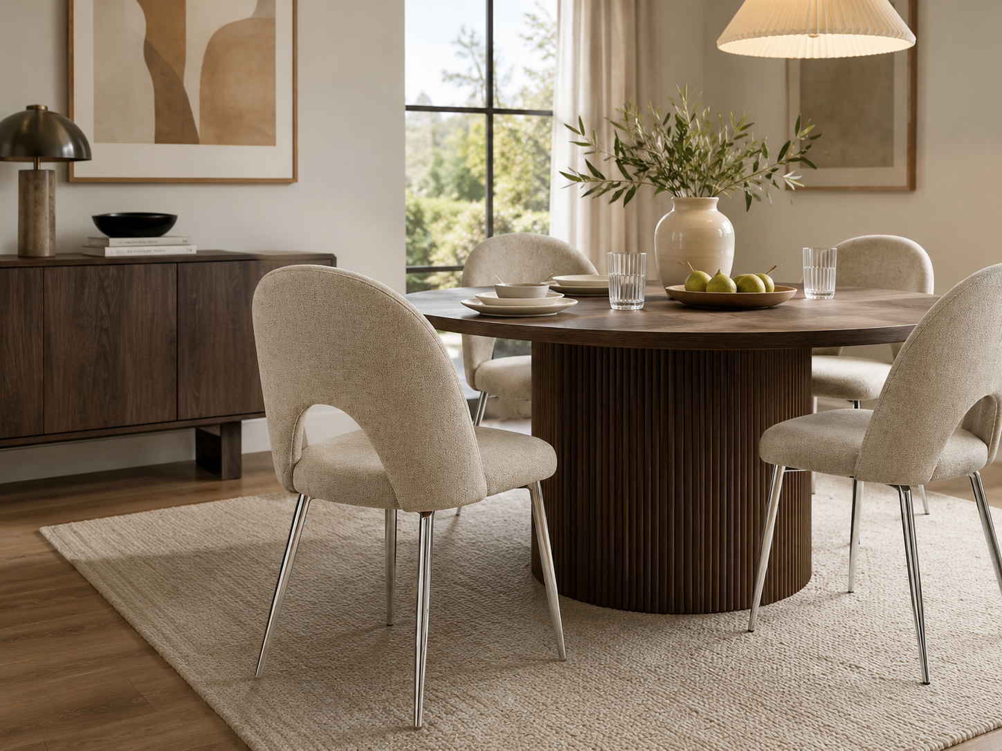 Lot de 4 chaises TEDDY Chrome velours - MARRON GLACE #couleur_marron_glace