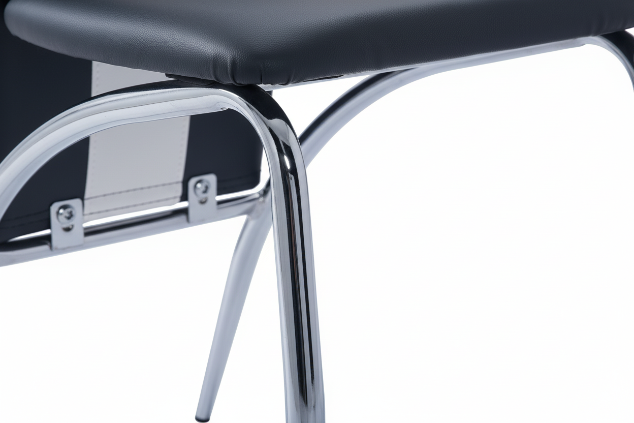 Lot 2 Chaises Salle à Manger Similicuir Noir et Blanc Pieds Chrome