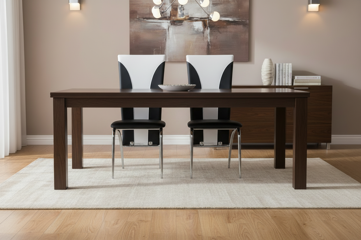 Lot 2 Chaises Salle à Manger Similicuir Noir Gris Pieds Chrome – DUNA