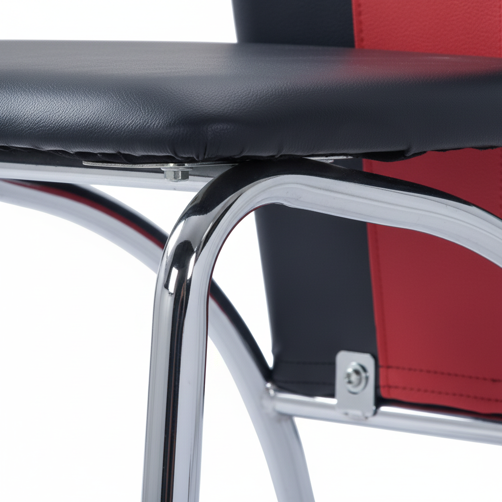 Lot 2 Chaises Salle à Manger Similicuir Noir Rouge Pieds Chrome – DUNA
