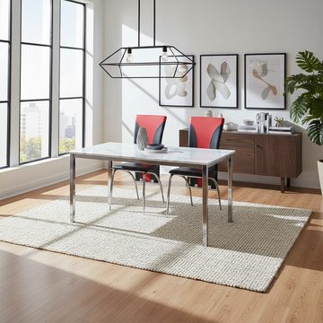 Lot 2 Chaises Salle à Manger Similicuir Noir Rouge Pieds Chrome – DUNA