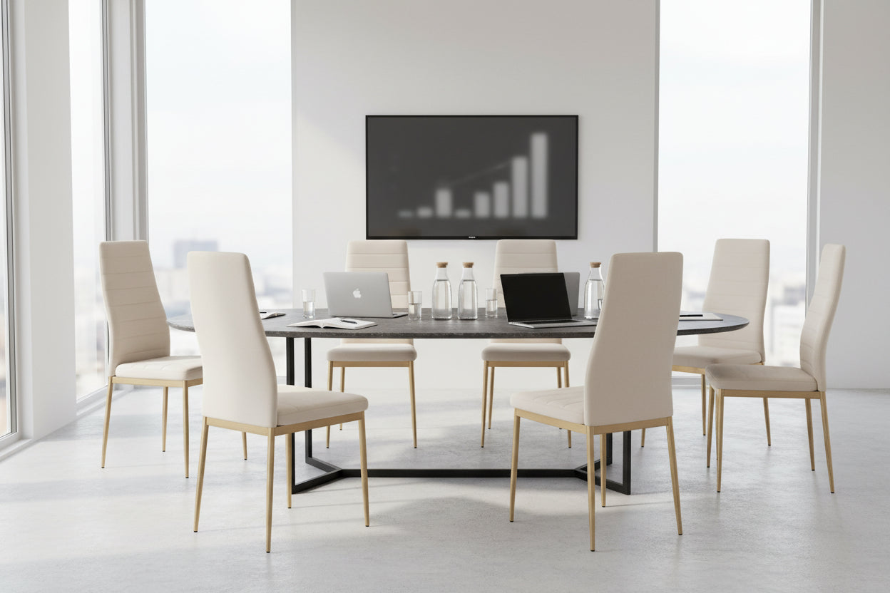 Lot de 6 chaises velours beige pieds métal gold 52x45x90 cm TOLIA