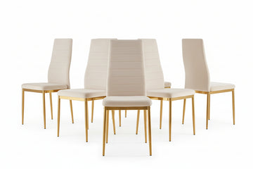 Lot de 6 chaises velours beige pieds métal gold 52x45x90 cm TOLIA