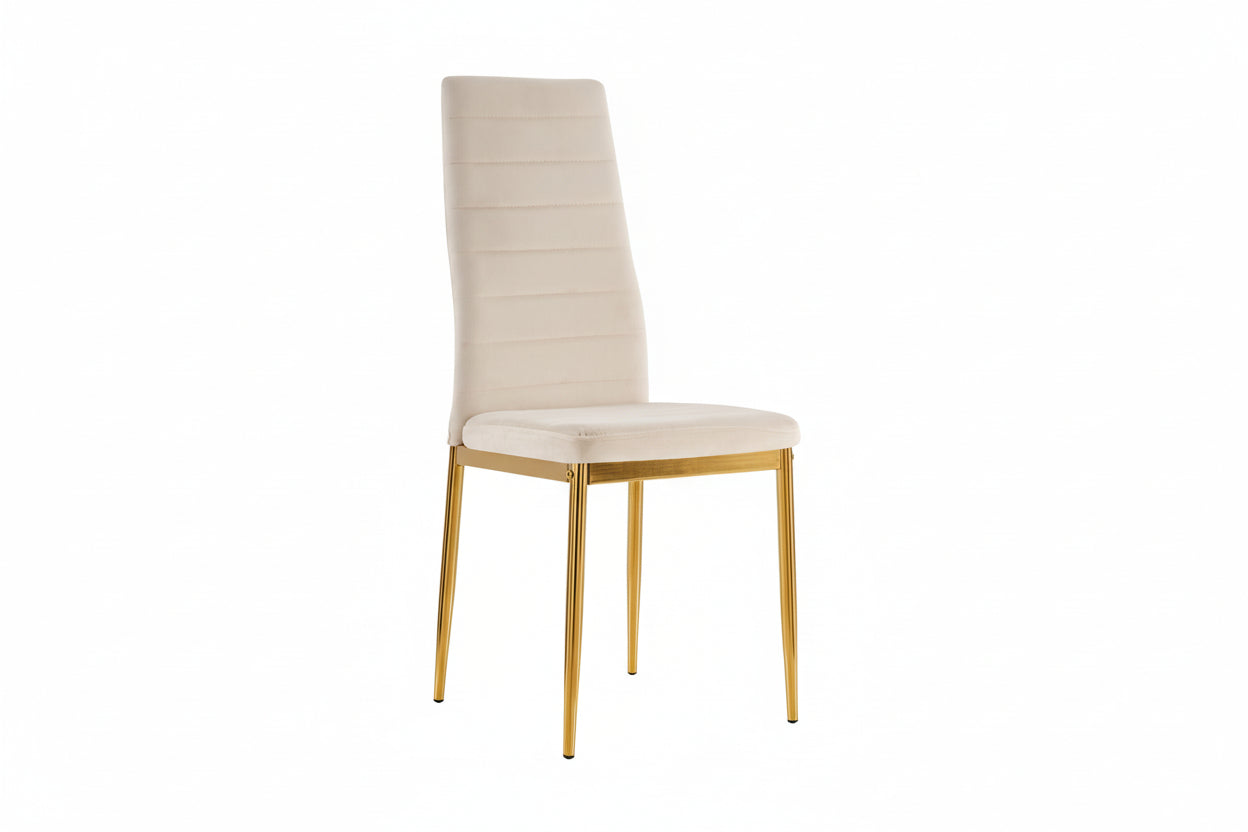 Lot de 6 chaises velours beige pieds métal gold 52x45x90 cm TOLIA