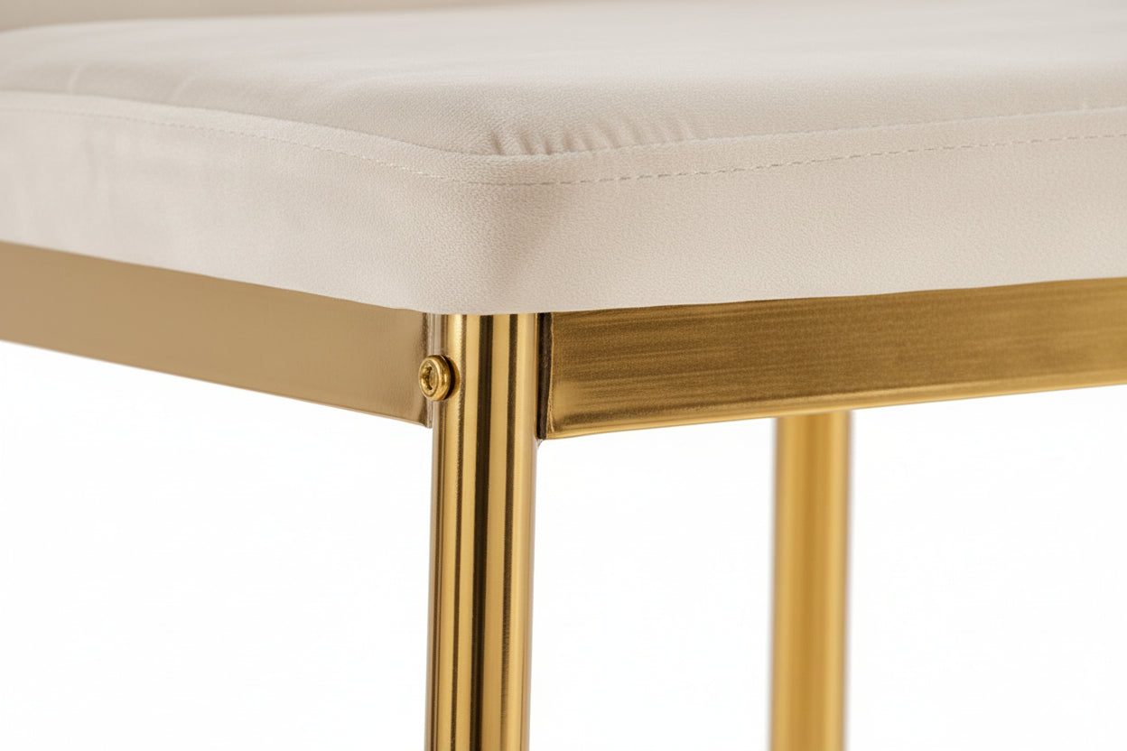 Lot de 6 chaises velours beige pieds métal gold 52x45x90 cm TOLIA