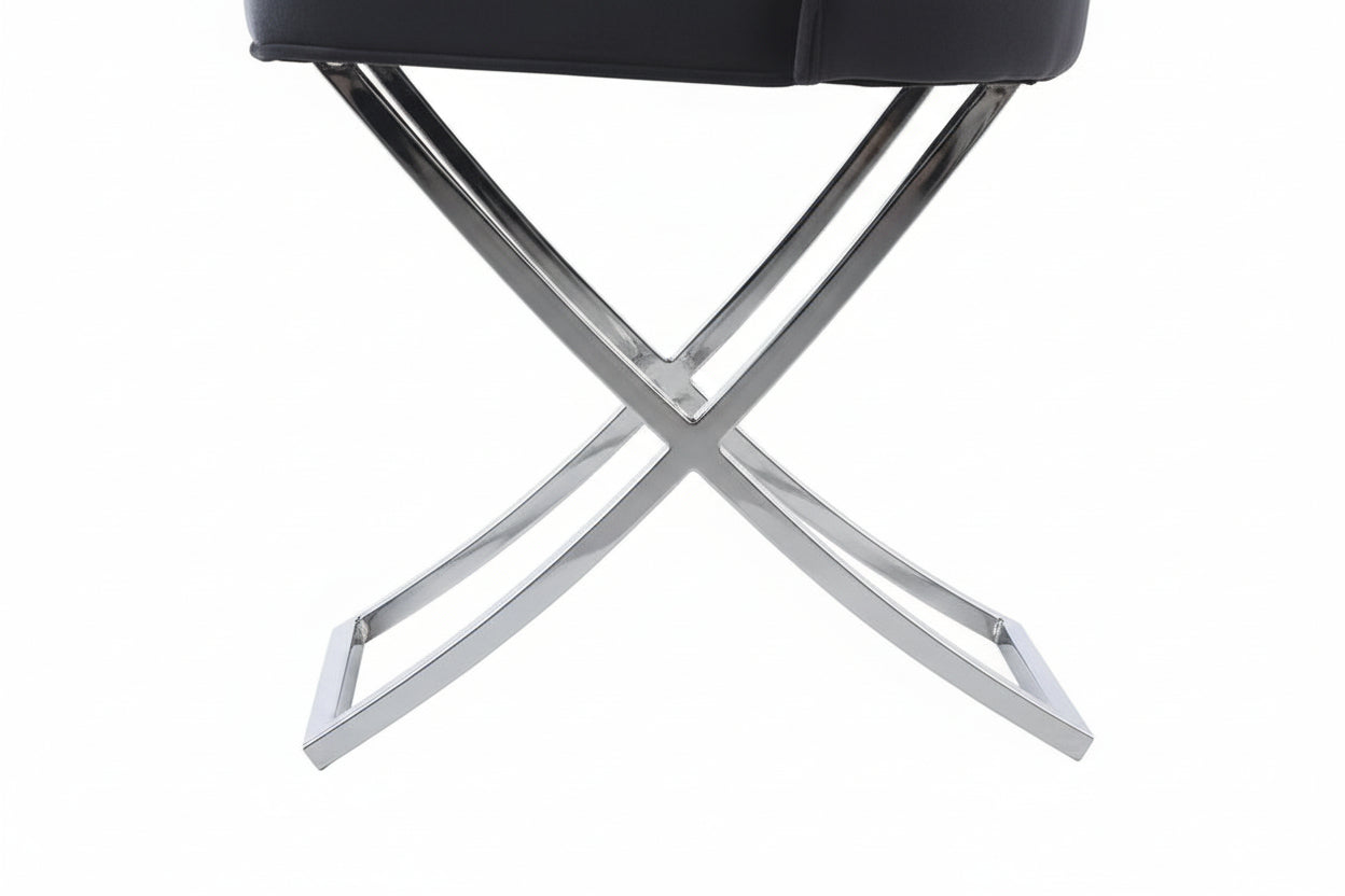 Lot 2 Chaises Salle à Manger Gabrielle Capitonnées Velours Anthracite Pieds Chrome 59x52x95cm