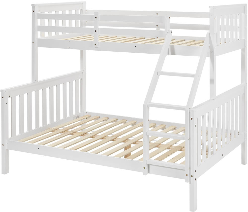 Lit BATNA Bois 2+1 Blanc 140x190 + 90x190 cm #couleur_blanc