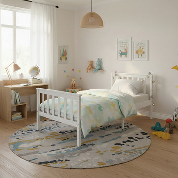 Lit 1 place 90x190 bois massif blanc sommier lattes inclus