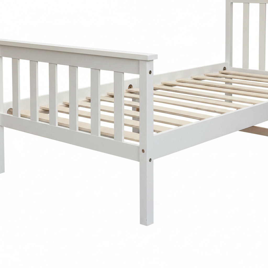 Lit 1 place 90x190 bois massif blanc sommier lattes inclus