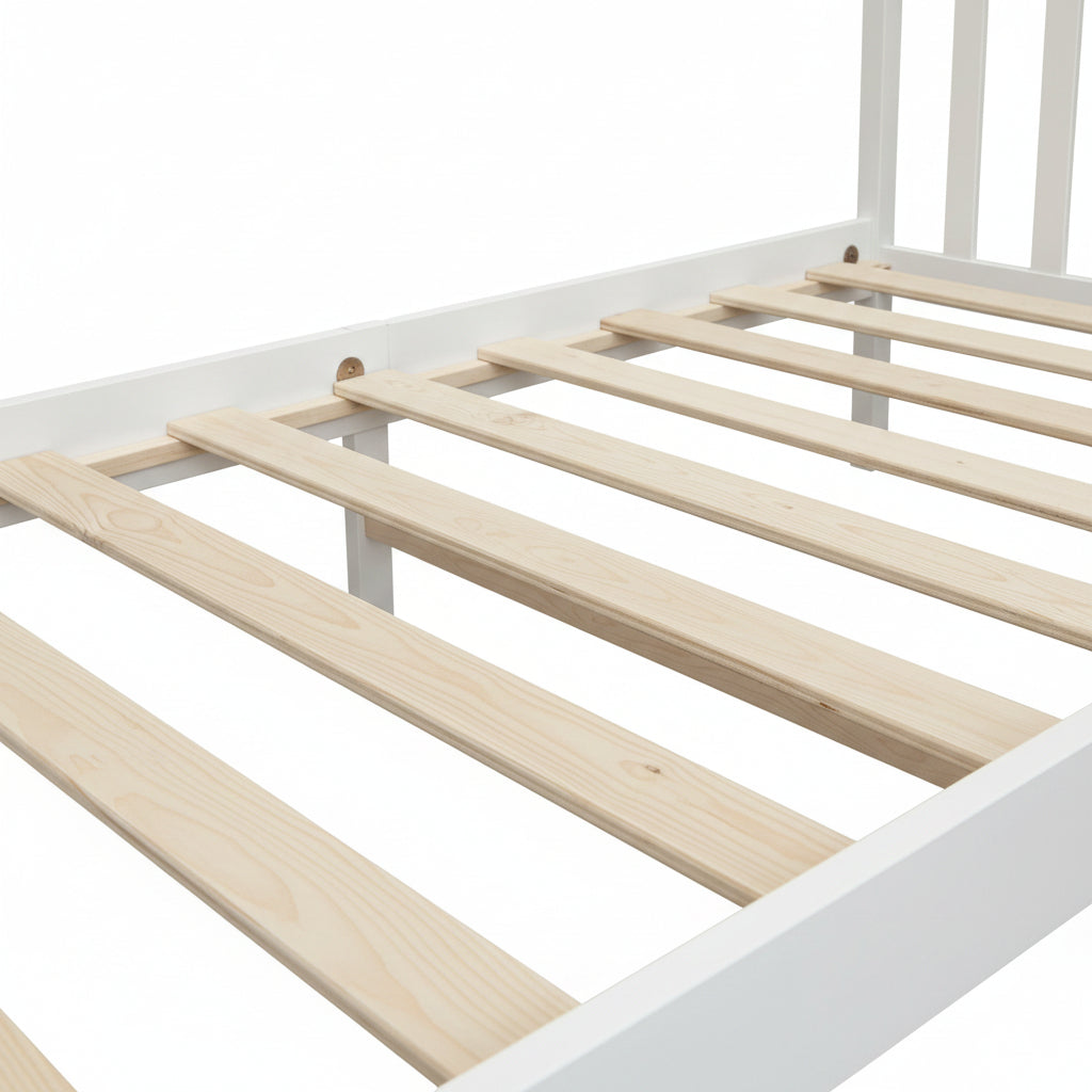 Lit 1 place 90x190 bois massif blanc sommier lattes inclus
