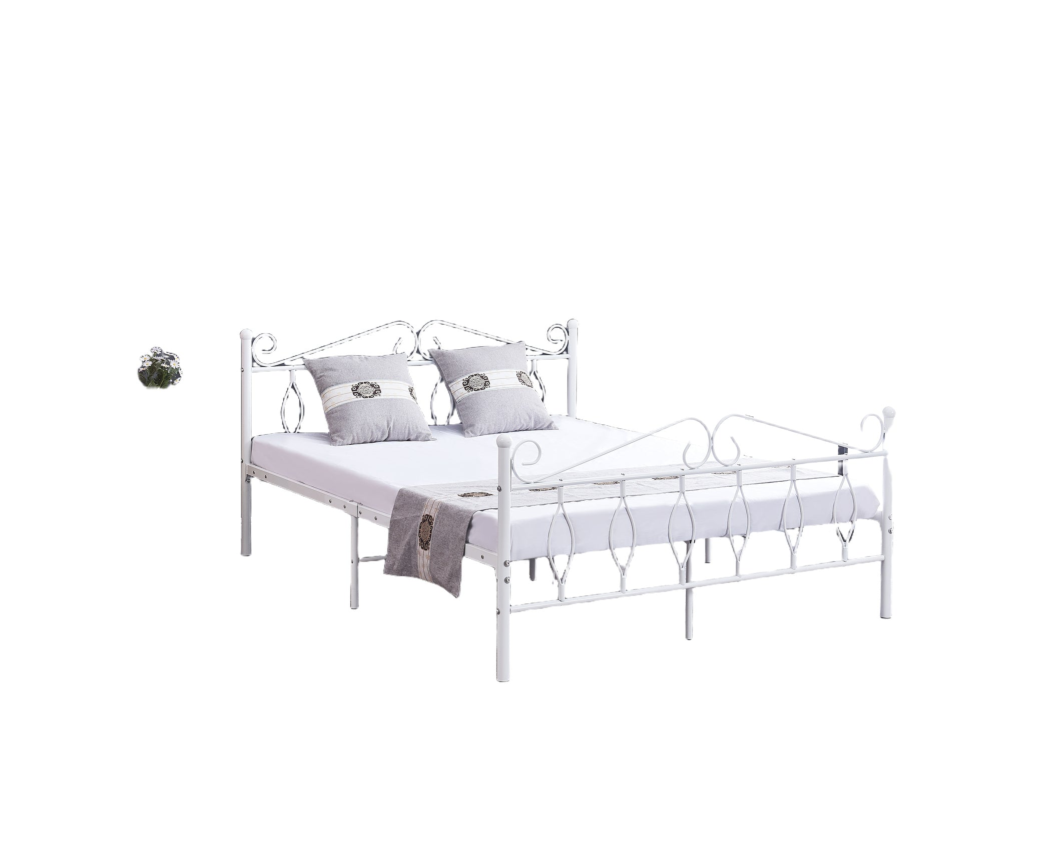 Lit 2 Places JULIE en Métal – 140x190 cm avec Sommier Inclus