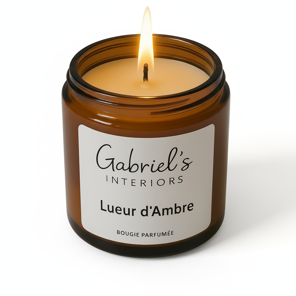 Bougie Parfumée Ambre 200g Cire Soja Artisanale 40h Gabriel's Interiors