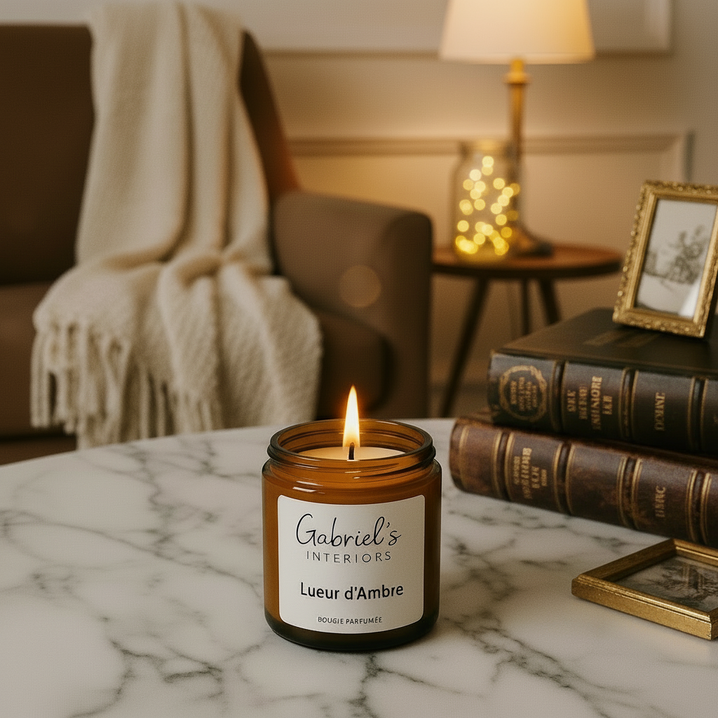 Bougie Parfumée Ambre 200g Cire Soja Artisanale 40h Gabriel's Interiors