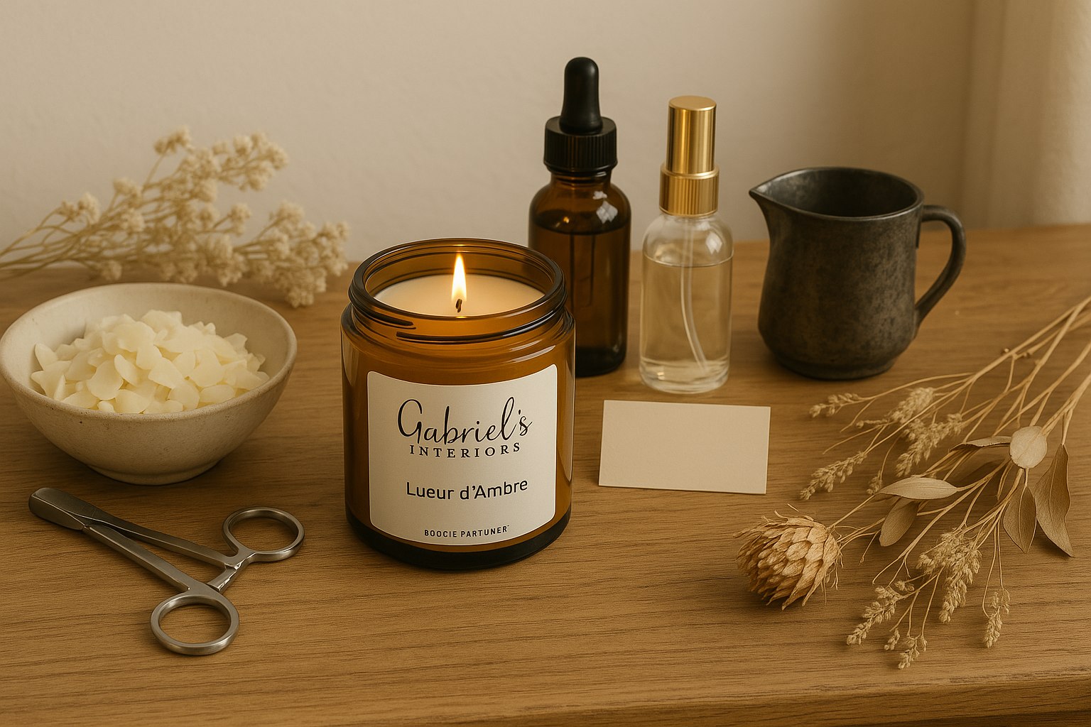 Bougie Parfumée Ambre 200g Cire Soja Artisanale 40h Gabriel's Interiors