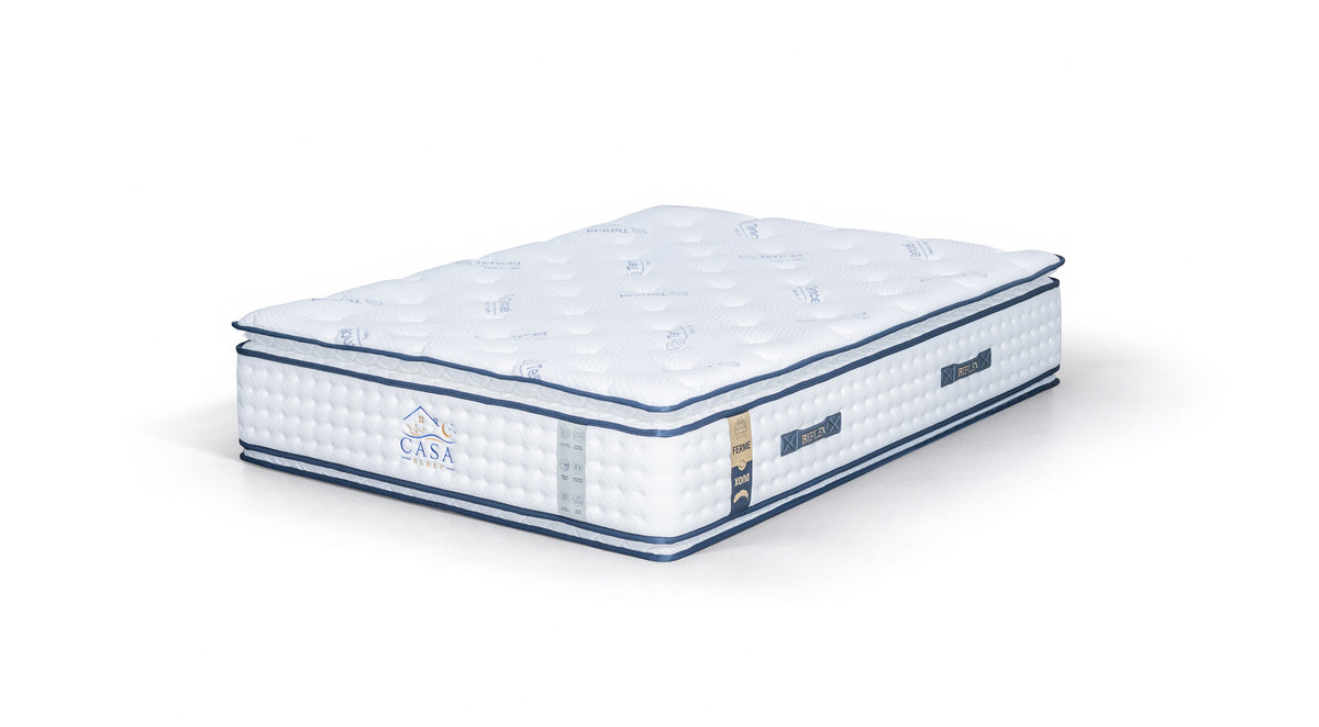 Matelas 140 × 190 cm blanc — Matelas seul, vue de trois quarts