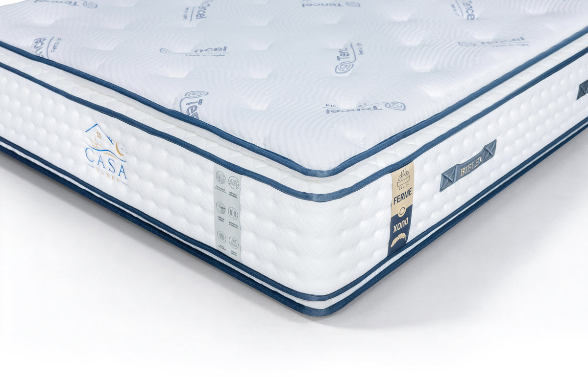 Matelas 180 × 200 cm blanc — Détail du revêtement et des finitions