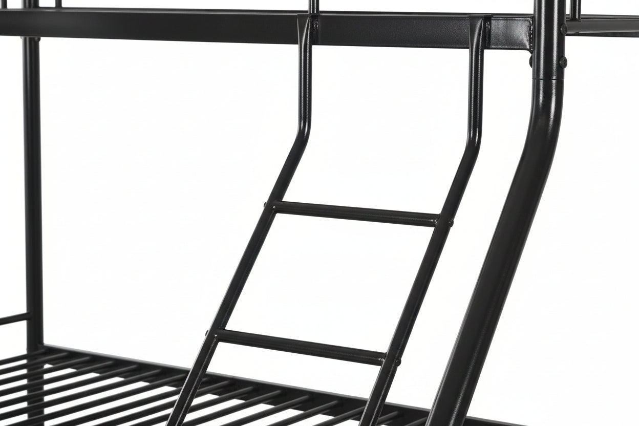 Pack: Lit superposé en métal sommier inclus + 2 Matelas 90/140x190 cm, 3 places Noir COSTO