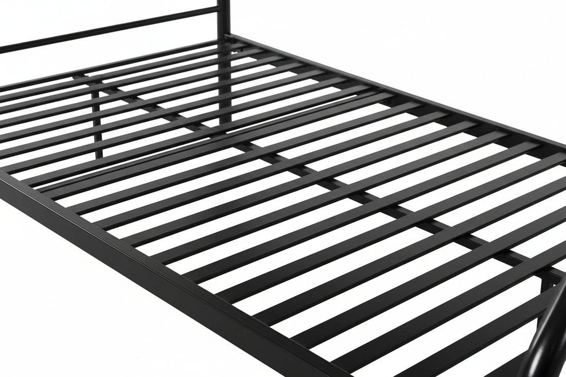 Pack: Lit superposé en métal sommier inclus + 2 Matelas 90/140x190 cm, 3 places Noir COSTO